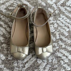 Janie and Jack Metallic Gold Bow Dress Shoes
